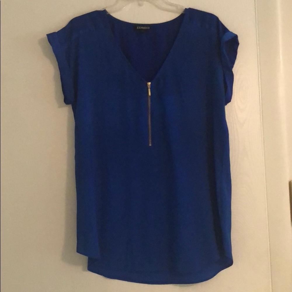 Blue silk blouse